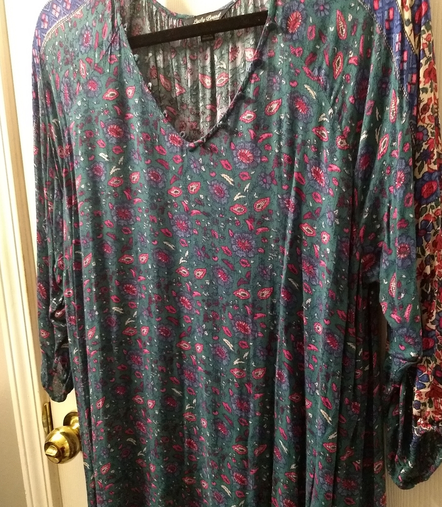 Lucky Brand Floaty Floral Rayon Tunic 1X